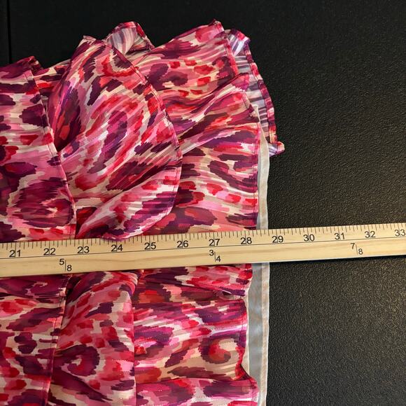 Zara Women's Dress Large Flounce Hem Elastic Waist Metallic Thread Printed Mini - Picture 6 of 9